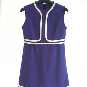 Vintage 60s mod dress - indigo / purple and white